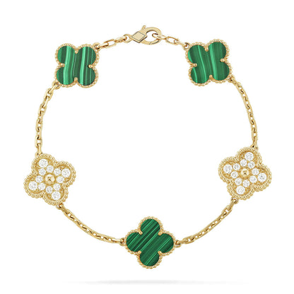 [Aurelle Style] CLOVER 5 MOTIF MALACHITE BRACELET COLLECTION