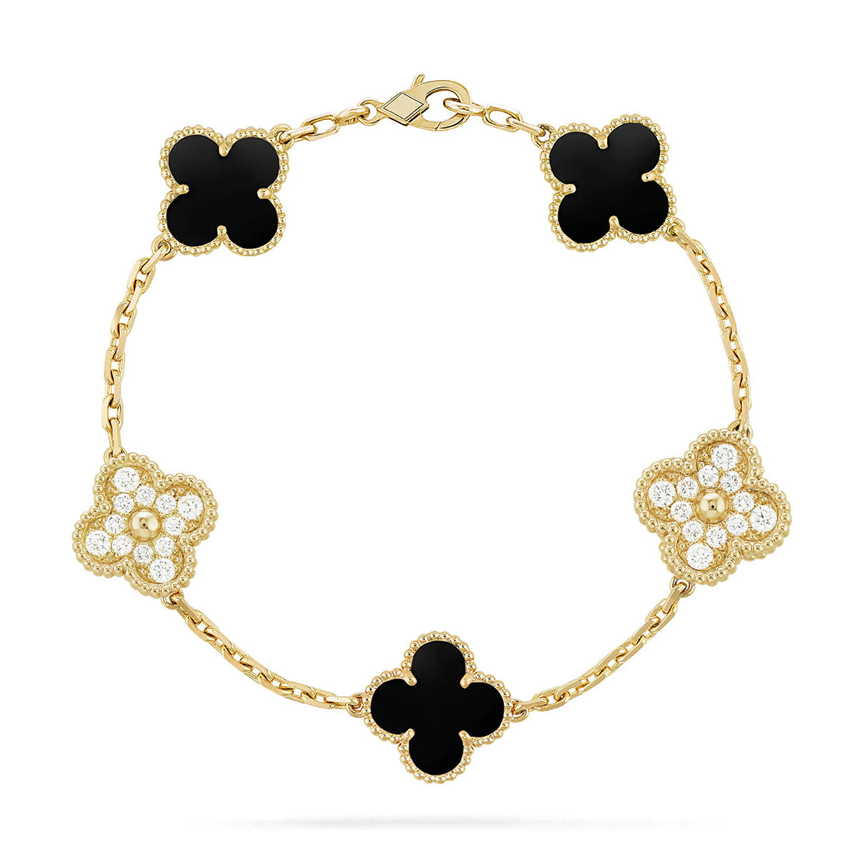 [Aurelle Style] CLOVER 5 MOTIF ONYXS BRACELET COLLECTION