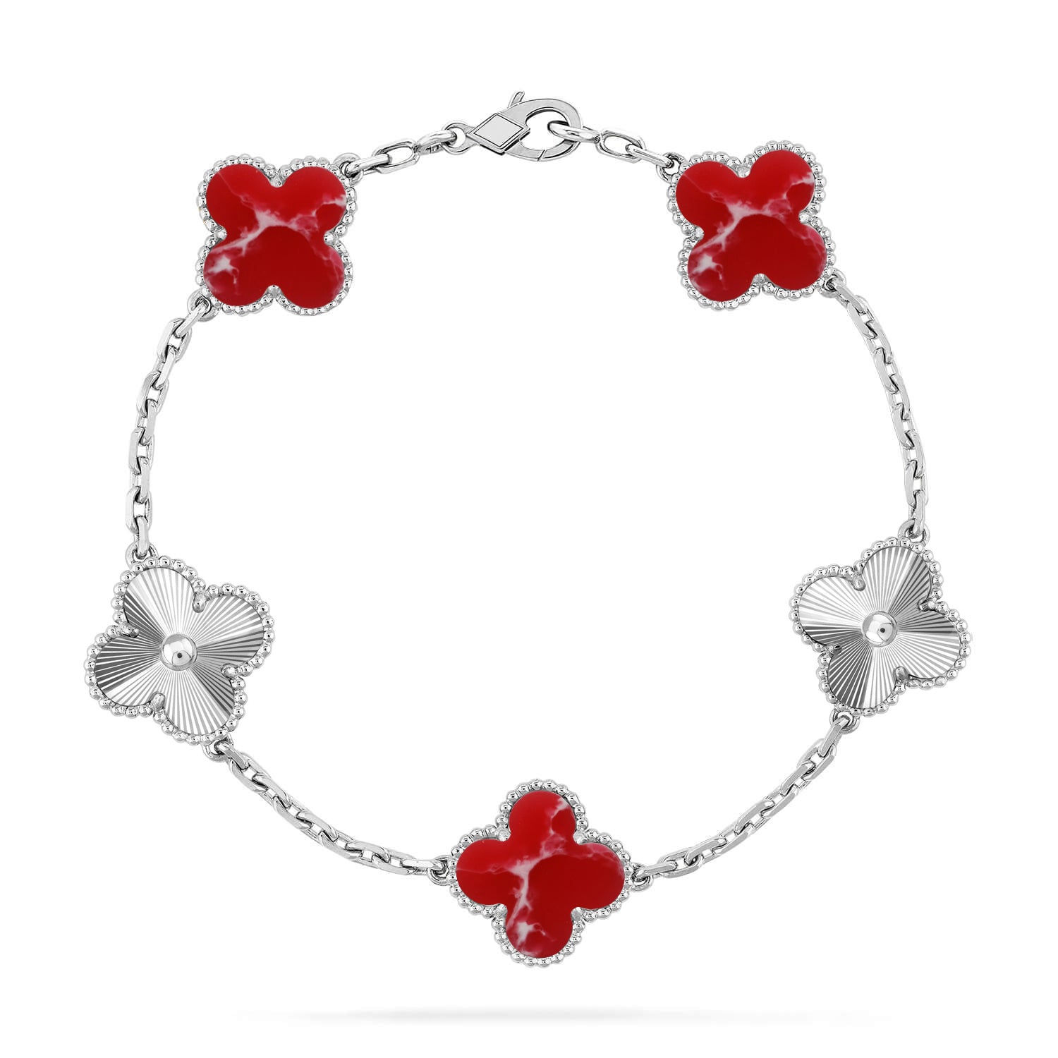 [Aurelle Style]CLOVER 5 MOTIF RED PATTERN BRACELET COLLECTION