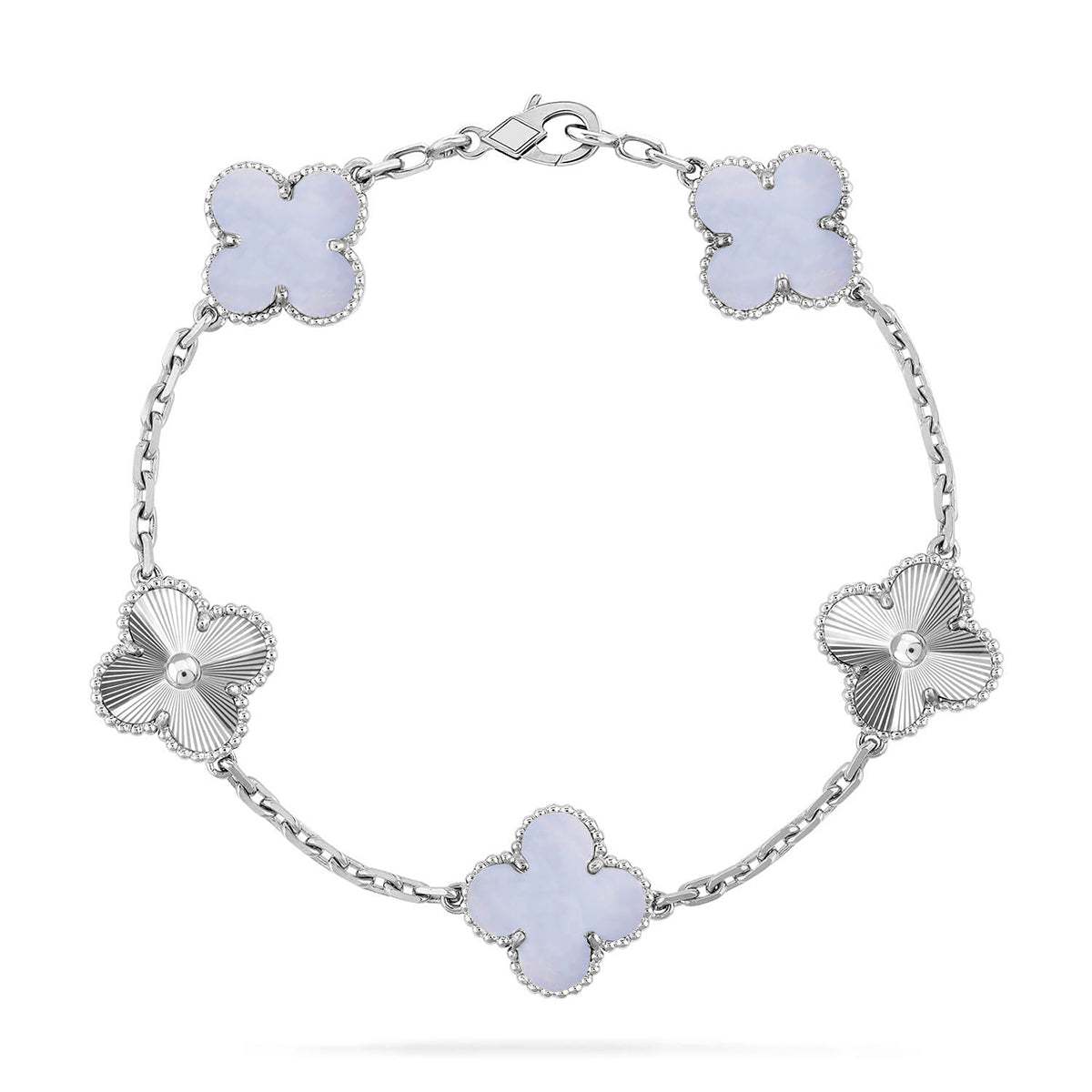 [Aurelle Style] CLOVER 5 MOTIF PURPLE CHALCEDONY BRACELET COLLECTION