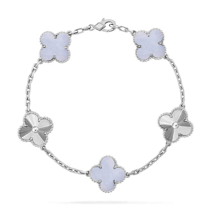[Aurelle Style] CLOVER 5 MOTIF PURPLE CHALCEDONY BRACELET COLLECTION