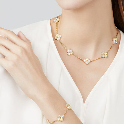 [Aurelle Style]CLOVER 10 MOTIFS DIAMOND NECKLACE