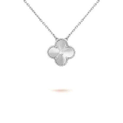 [Aurelle Style]CLOVER  15MM DIAMOND LASER NECKLACE SILVER