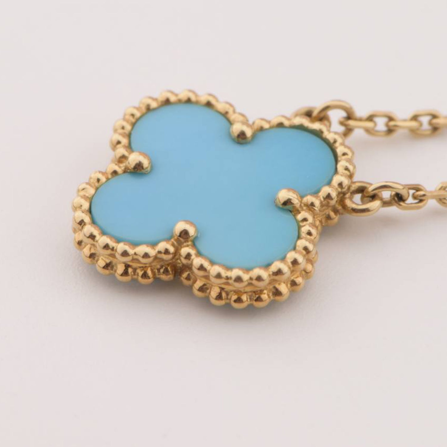 [Aurelle Style]CLOVER 15MM VINTAGE TURQUOISE NECKLACE