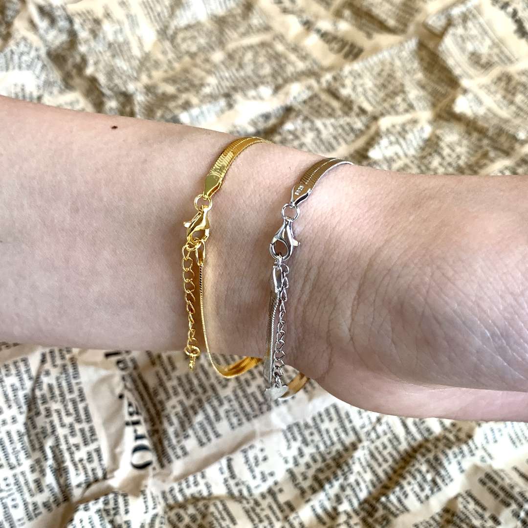 [Aurelle Style]Flat Snake Bone Chain Blade Necklace