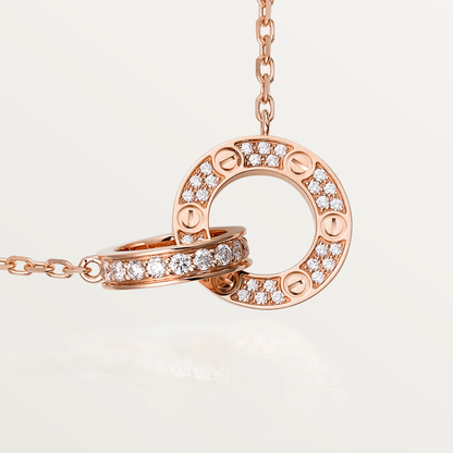 [Aurelle Style]LOVE 7.6MM NECKLACE ROSE GOLD AND SILVER  FULL DIAMOND