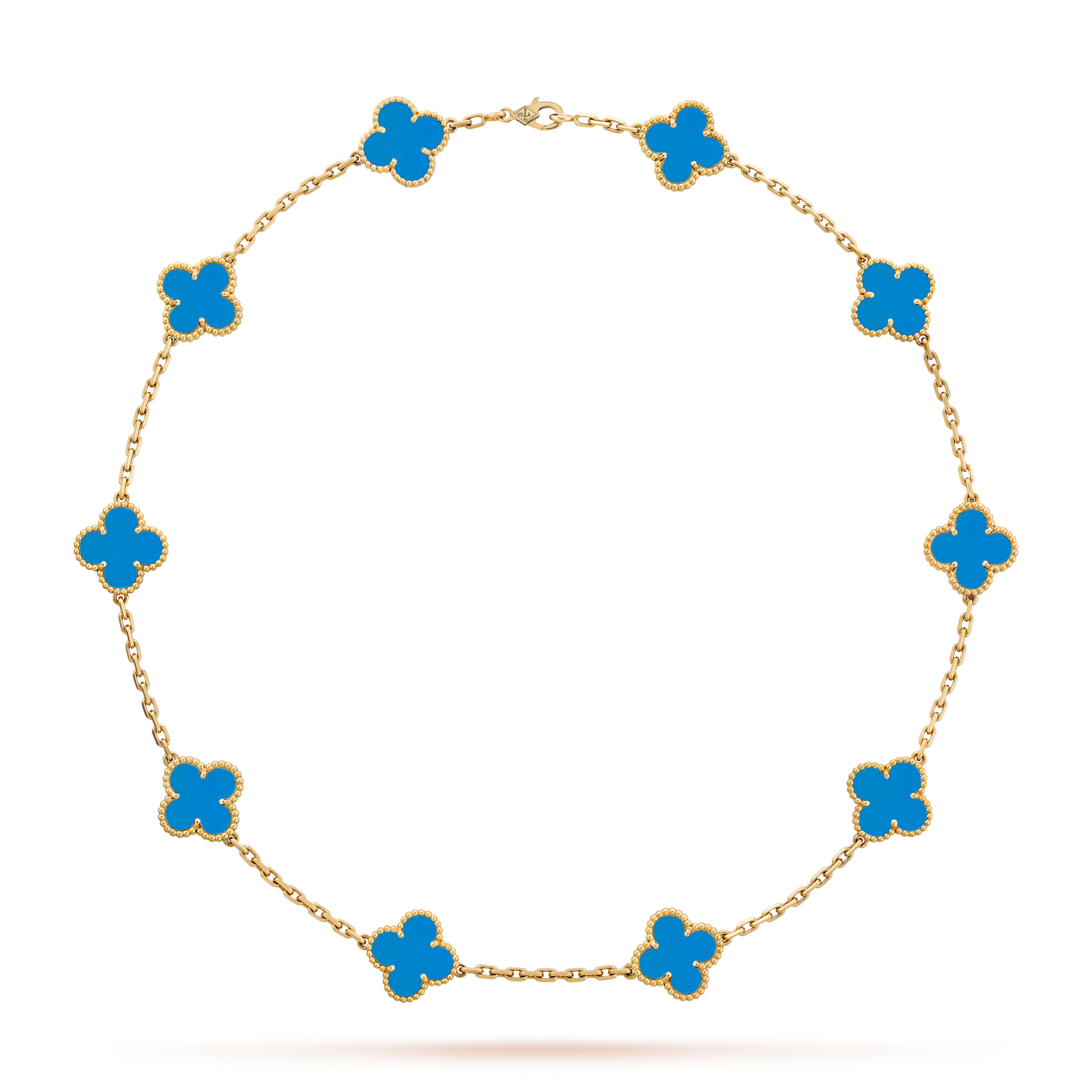 [Aurelle Style]CLOVER 10 MOTIFS BLUE AGATE NECKLACE