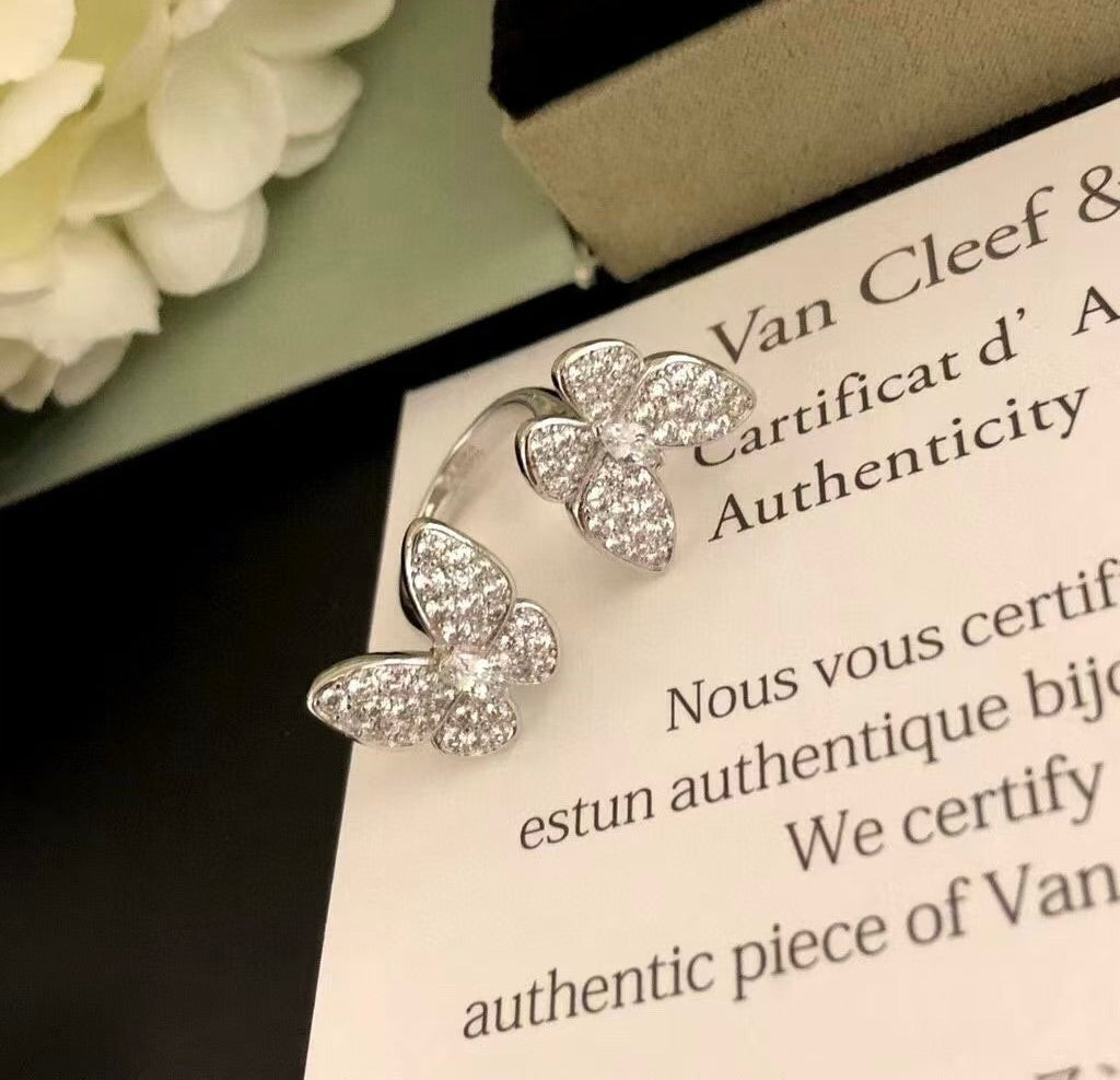 [Aurelle Style]TWIN SILVER BUTTERFLY DIAMOND RING