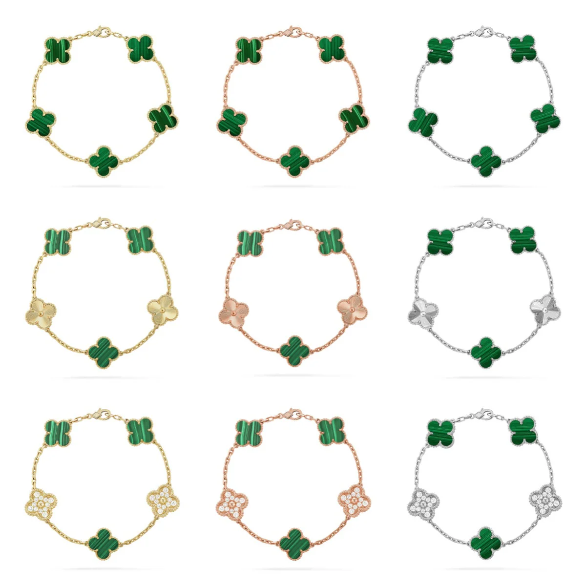 [TOP] CLOVER 5 MOTIF MALACHITE BRACELET COLLECTION
