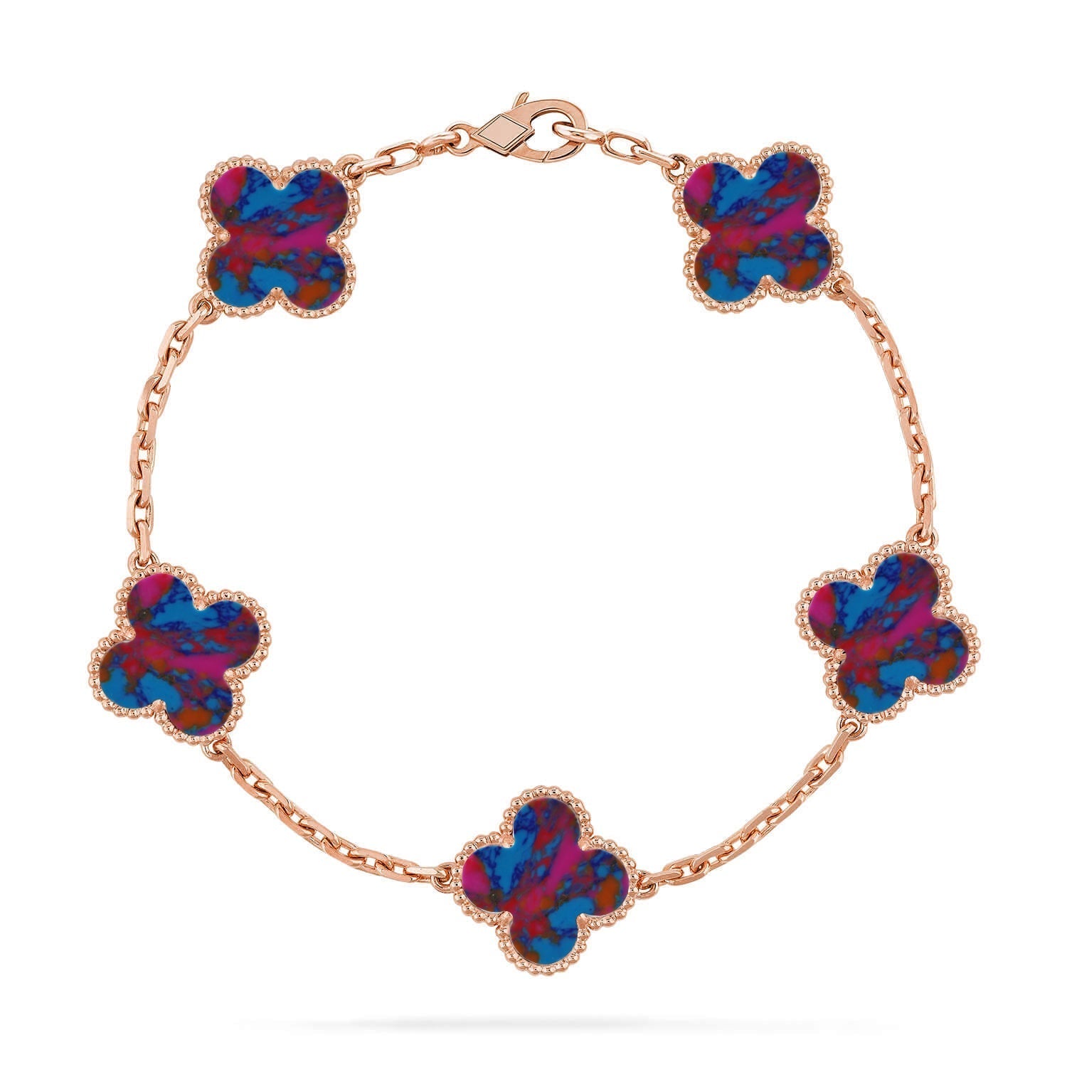 [Aurelle Style]CLOVER 5 MOTIF COLOR GEMSTONES BRACELET COLLECTION