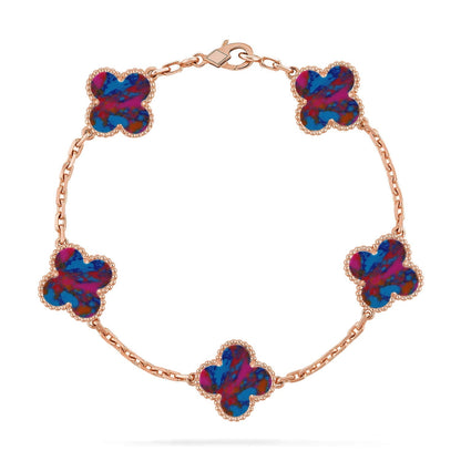 [Aurelle Style]CLOVER 5 MOTIF COLOR GEMSTONES BRACELET COLLECTION