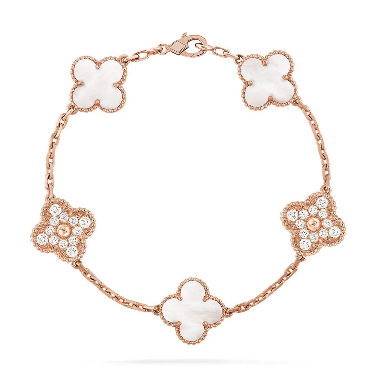 [Aurelle Style]CLOVER WHITE PEARL MOP 5 MOTIF BRACELET COLLECTION