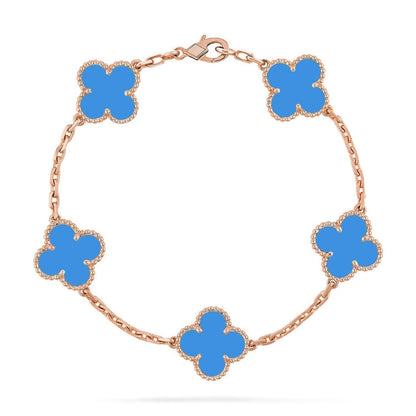 [Aurelle Style] CLOVER 5 MOTIF BLUE AGATE BRACELET COLLECTION