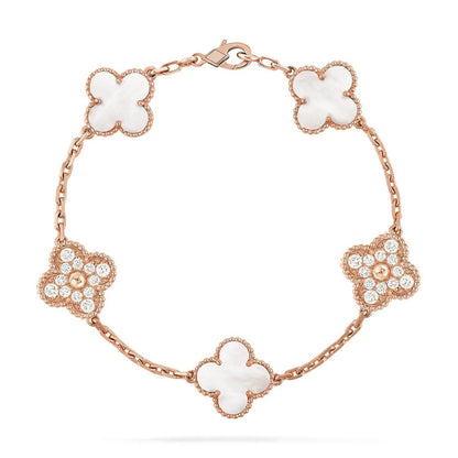 [TOP]CLOVER WHITE PEARL MOP 5 MOTIF BRACELET COLLECTION