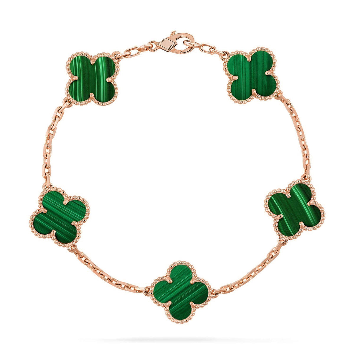 [Aurelle Style] CLOVER 5 MOTIF MALACHITE BRACELET COLLECTION