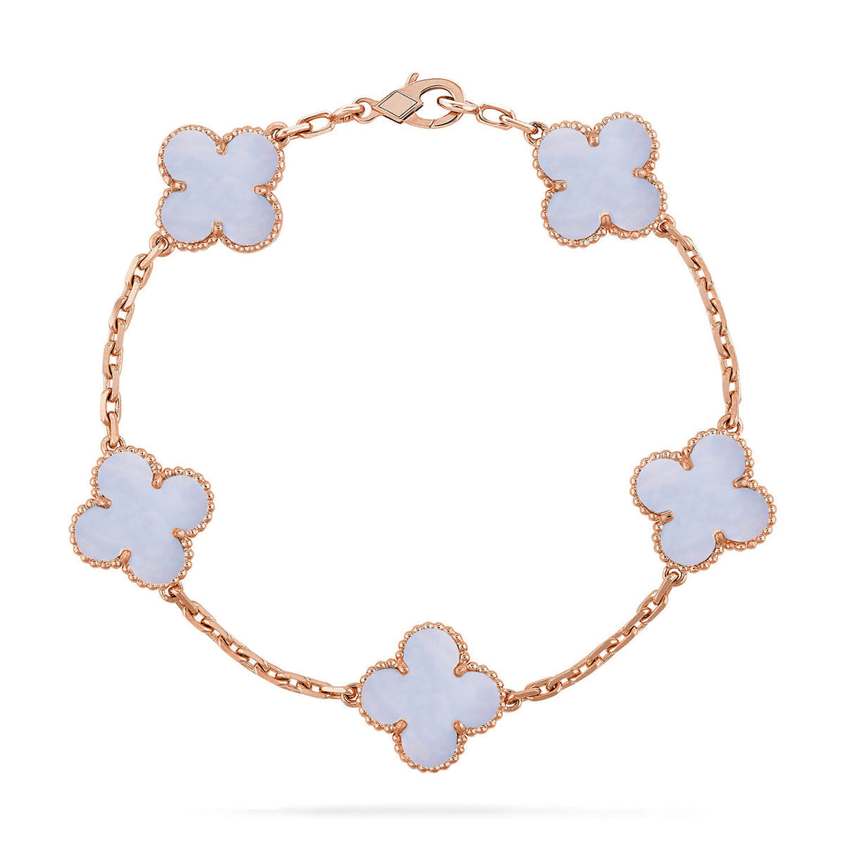 [Aurelle Style] CLOVER 5 MOTIF PURPLE CHALCEDONY BRACELET COLLECTION