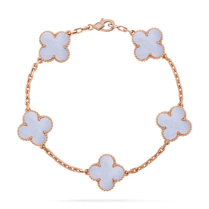 [Aurelle Style] CLOVER 5 MOTIF PURPLE CHALCEDONY BRACELET COLLECTION