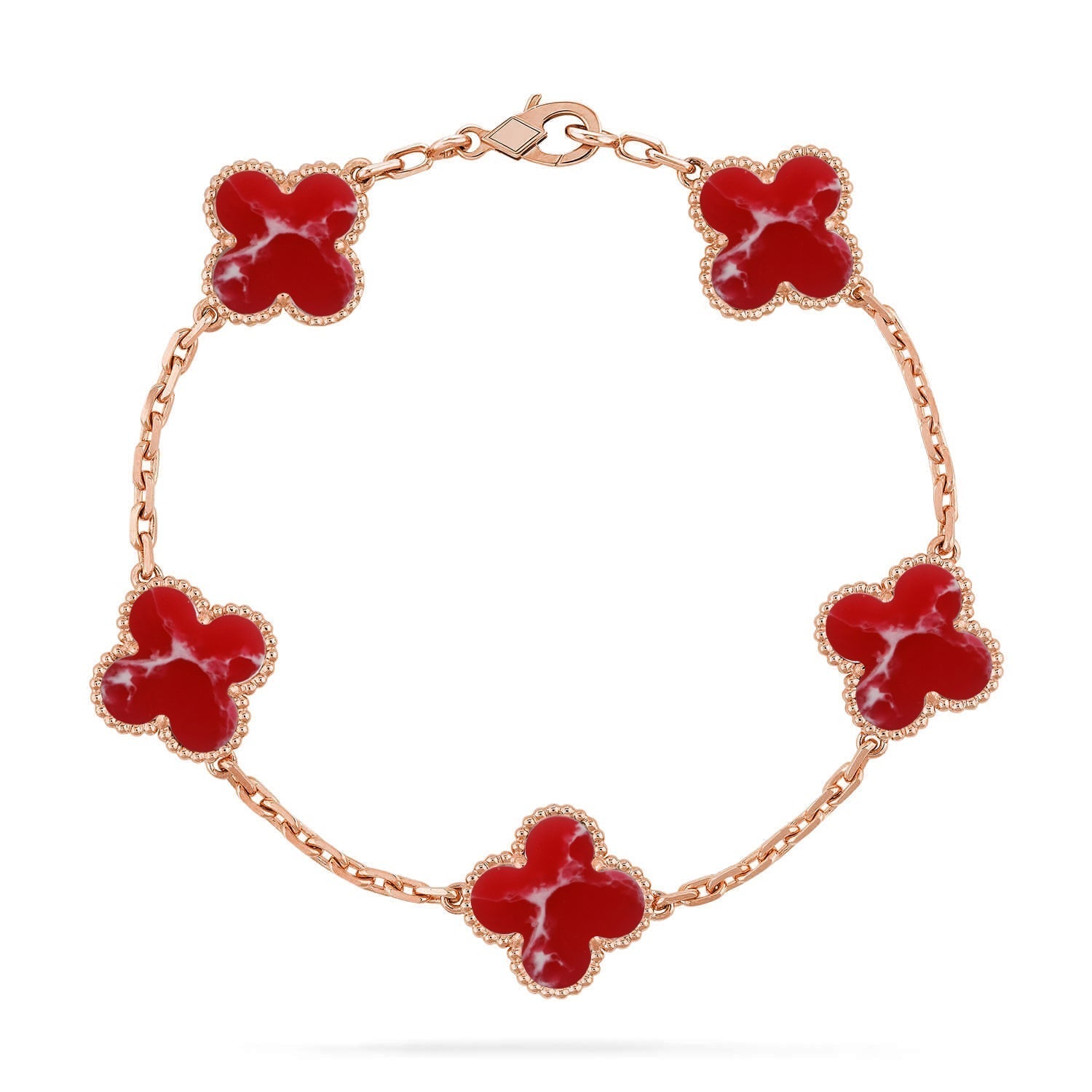 [Aurelle Style]CLOVER 5 MOTIF RED PATTERN BRACELET COLLECTION
