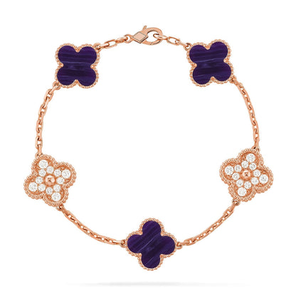 [Aurelle Style]CLOVER 5 MOTIF PURPLE STRIPES BRACELET COLLECTION