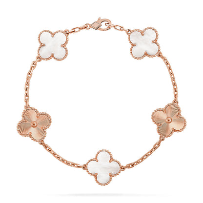 [Aurelle Style]CLOVER WHITE PEARL MOP 5 MOTIF BRACELET COLLECTION