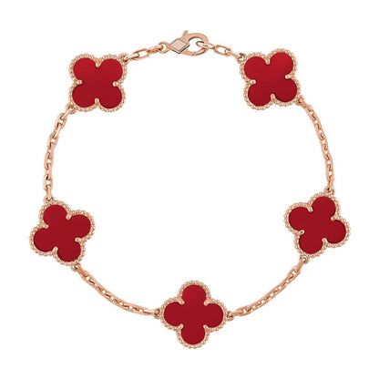 [Aurelle Style] CLOVER 5 MOTIF RED CORNELIAN BRACELET COLLECTION