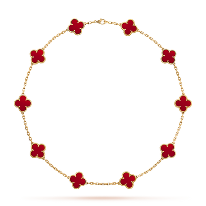 [Aurelle Style]CLOVER 10 MOTIFS CARNELIAN NECKLACE