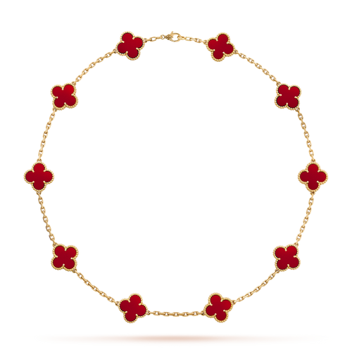 [Aurelle Style]CLOVER 10 MOTIFS CARNELIAN NECKLACE