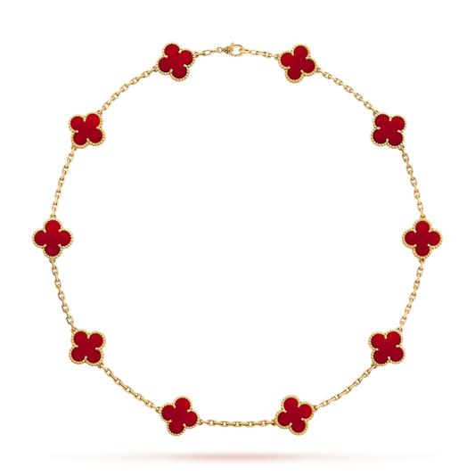 [Aurelle Style]CLOVER 10 MOTIFS CARNELIAN NECKLACE