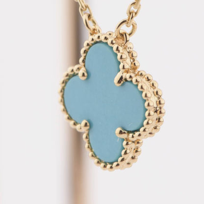 [Aurelle Style]CLOVER 15MM VINTAGE TURQUOISE NECKLACE