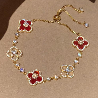 [Aurelle Style]CLOVER 5 MOTIF PINK BLUE RED WHITE BRACELET