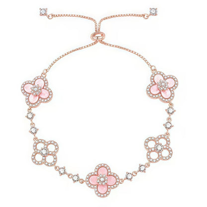 [Aurelle Style]CLOVER 5 MOTIF PINK BLUE RED WHITE BRACELET