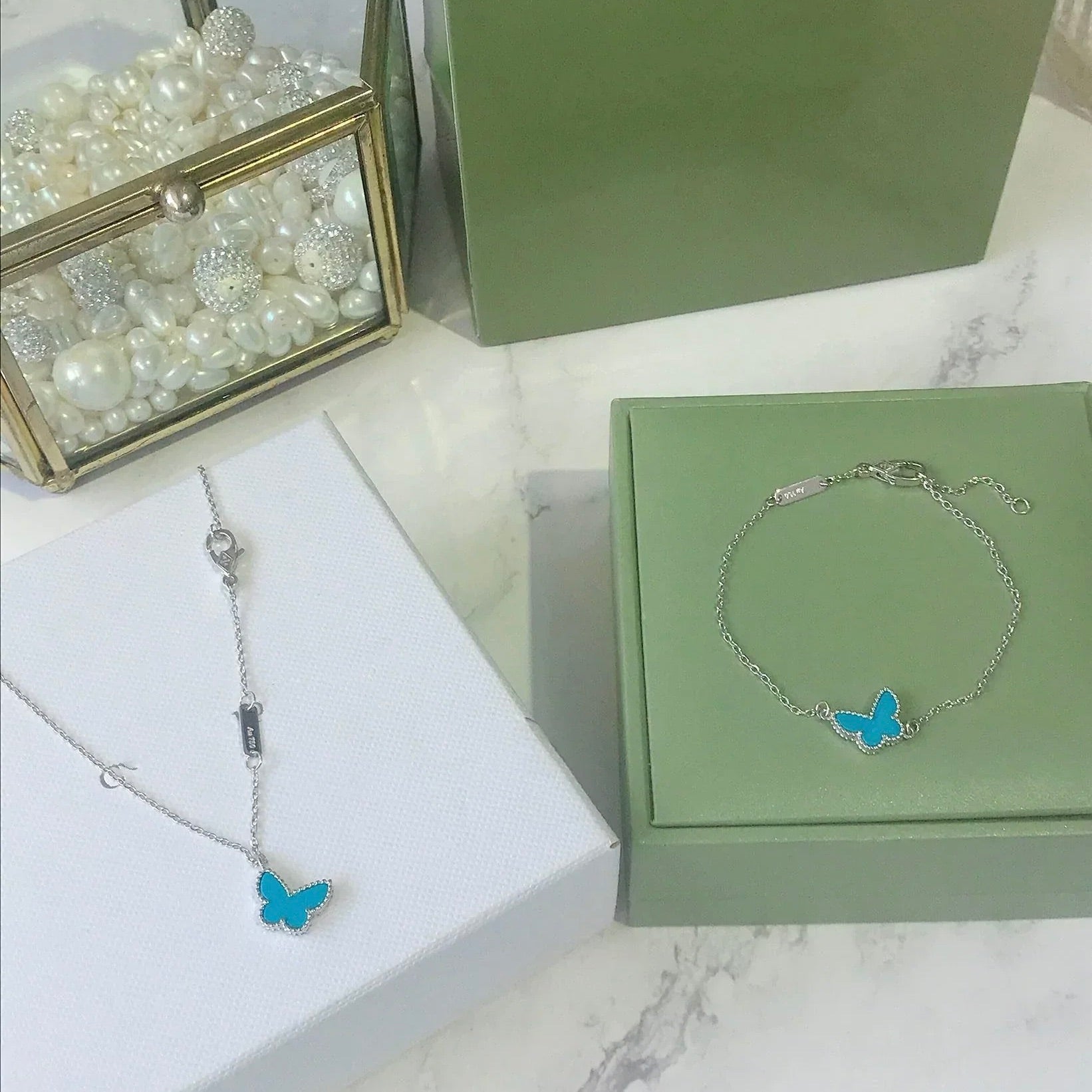 [Aurelle Style]BUTTERFLY TURQUOISE BUTTERFLY BRACELET SILVER