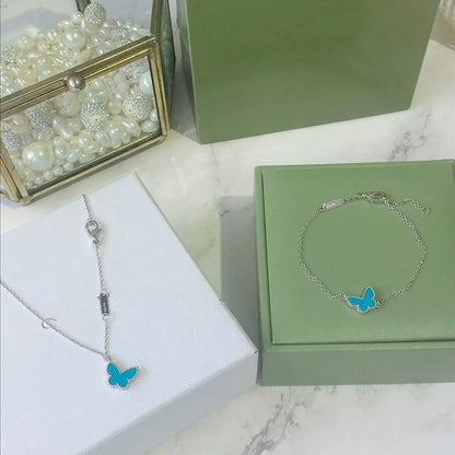 [Aurelle Style]BUTTERFLY TURQUOISE BUTTERFLY BRACELET SILVER