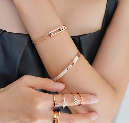 [Aurelle Style]Move Noa Rose Gold Pavé Diamond Bangle Bracelet
