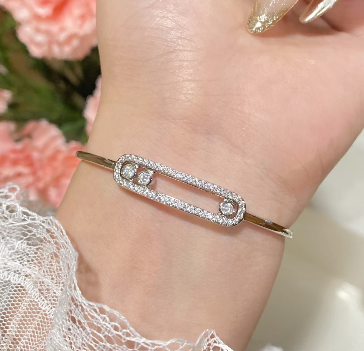 [Aurelle Style]Move Pavé Diamond Bangle Bracelet M