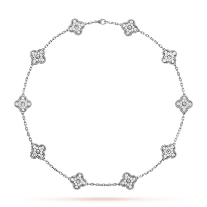 [Aurelle Style]CLOVER 10 MOTIFS DIAMOND NECKLACE
