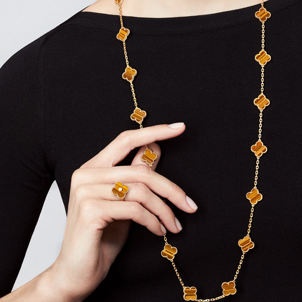 [Aurelle Style]CLOVER 20 MOTIFS TIGER EYE ROSE GOLD