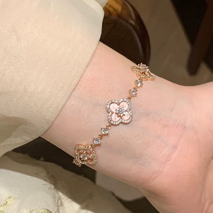 [Aurelle Style]CLOVER 5 MOTIF PINK BLUE RED WHITE BRACELET