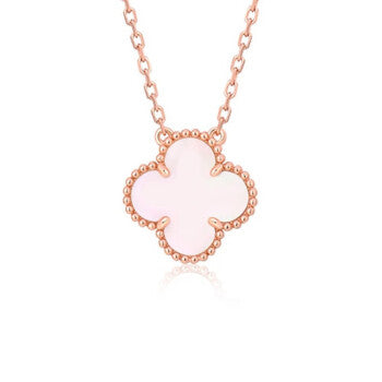 [Aurelle Style]CLOVER 15MM PINK MOTHER-OF-PEARL SINGLE FLOWER NECKLACE