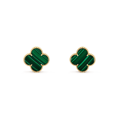 [Aurelle Style]CLOVER MINI 9.5MM MALACHITE  EARRINGS