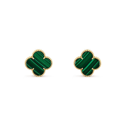 [Aurelle Style]CLOVER MINI 9.5MM MALACHITE  EARRINGS