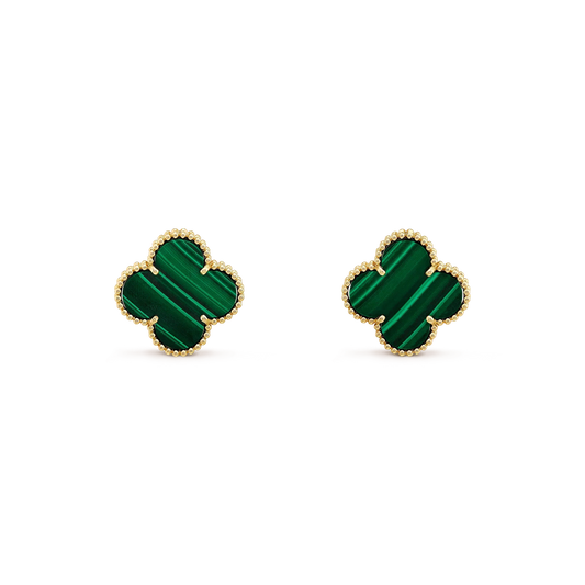 [Aurelle Style]CLOVER MINI 9.5MM MALACHITE  EARRINGS