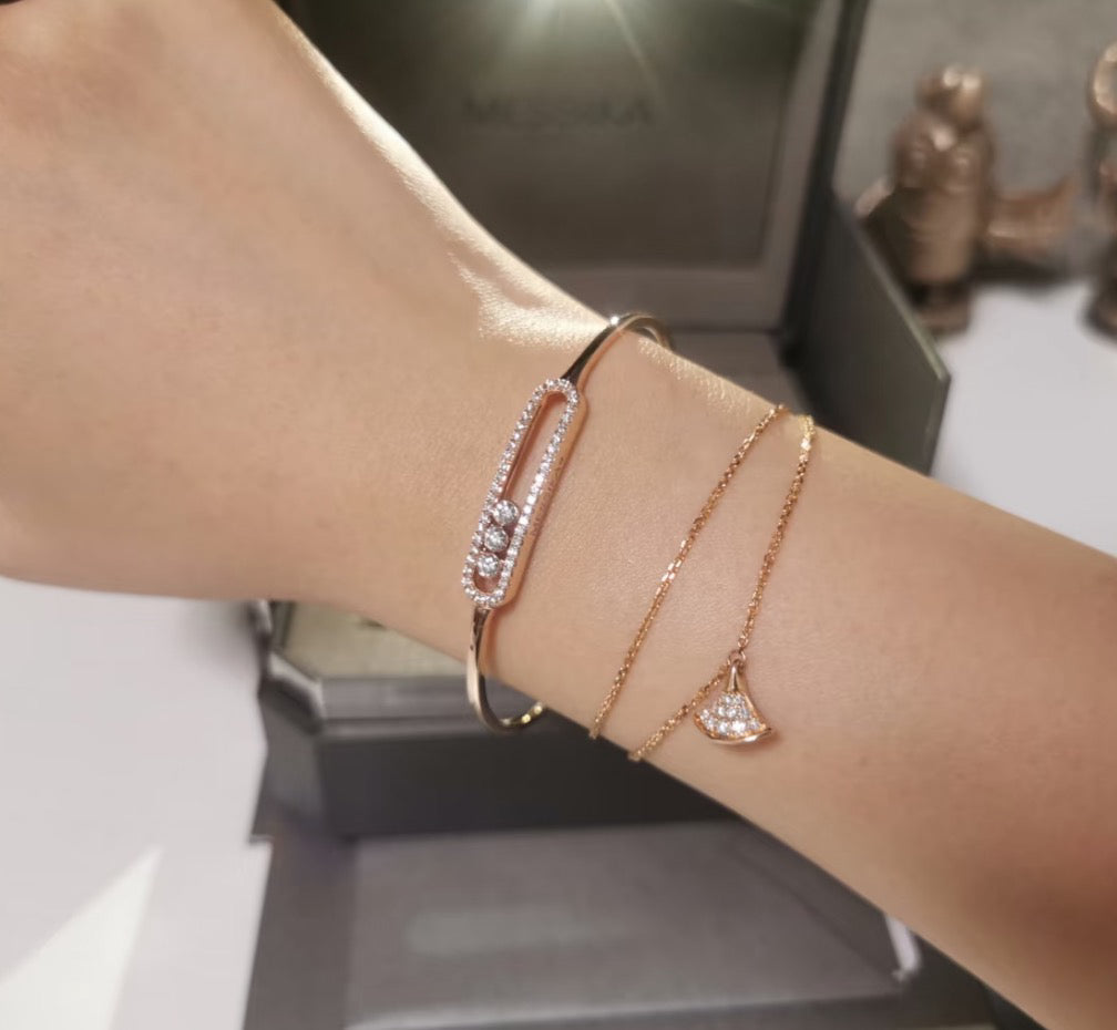 [Aurelle Style]Move Pavé Diamond Bangle Bracelet M
