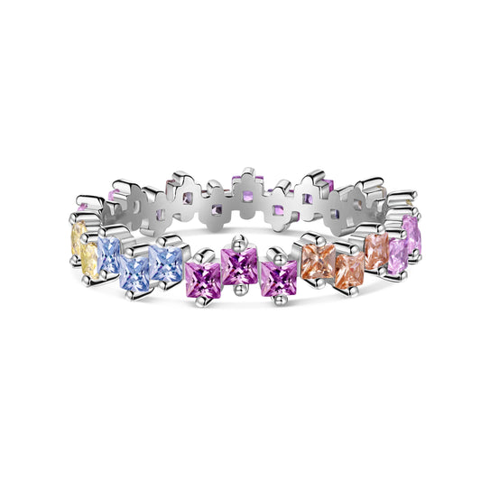 [Aurelle Style]Mixed Colorful Square Staggered Rings