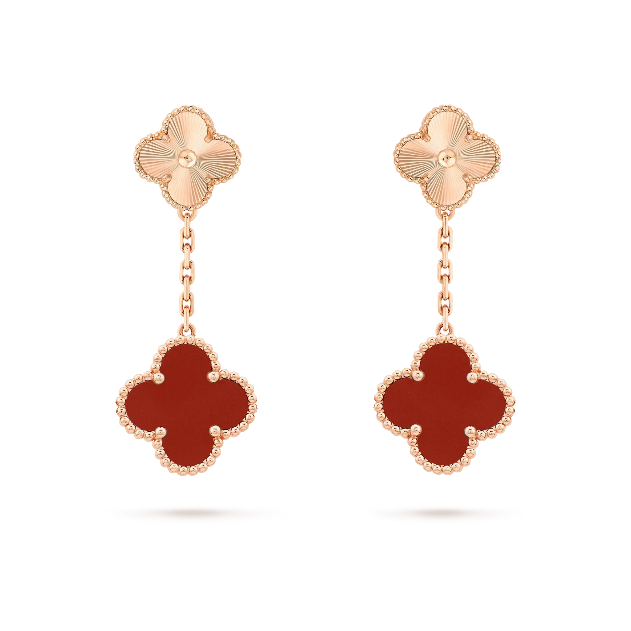 [Aurelle Style]CLOVER 2 MOTIF  LASER CARNELIAN EARRINGS