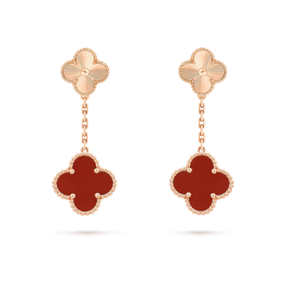 [Aurelle Style]CLOVER 2 MOTIF  LASER CARNELIAN EARRINGS