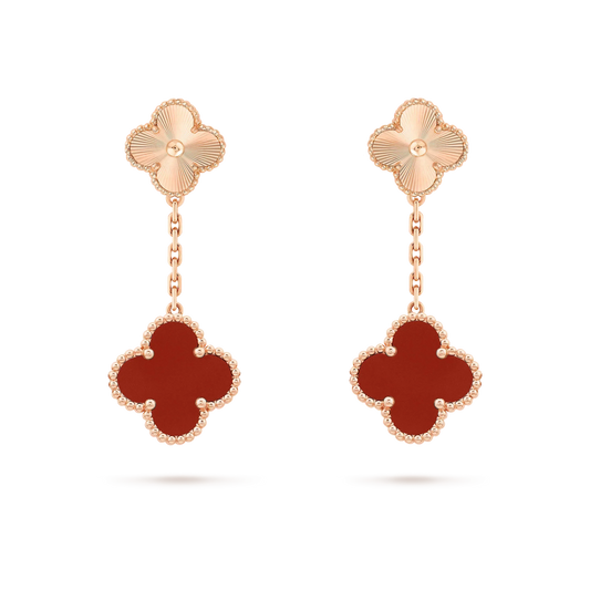 [Aurelle Style]CLOVER 2 MOTIF  LASER CARNELIAN EARRINGS