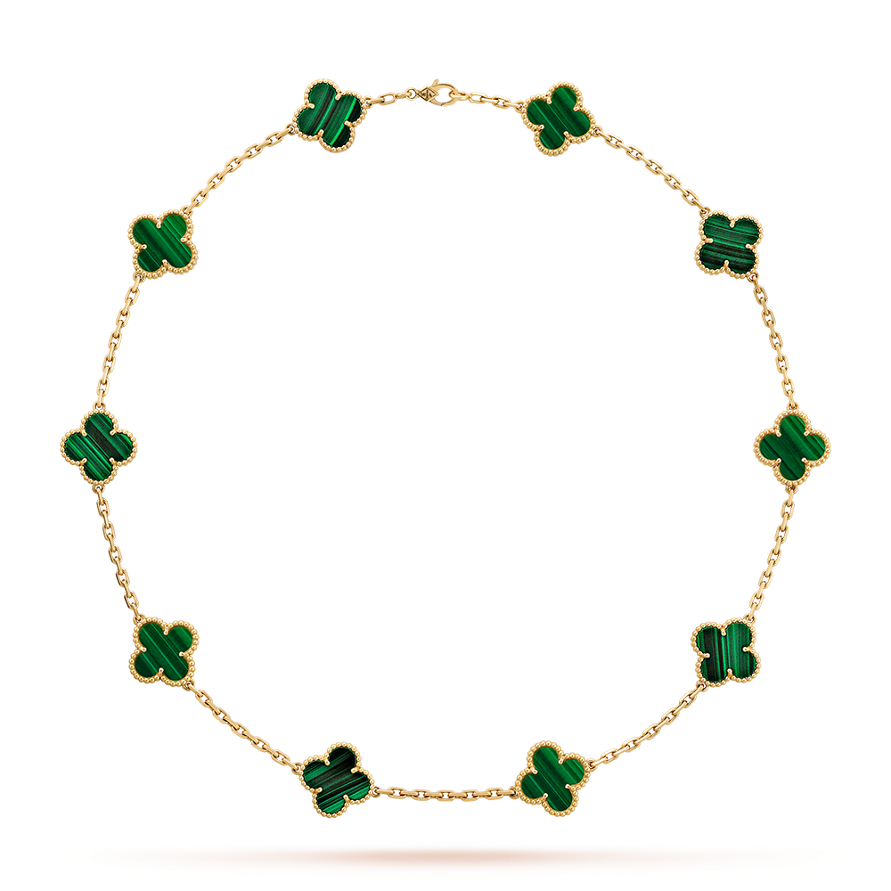 [Aurelle Style]CLOVER 10 MOTIFS MALACHITE NECKLACE