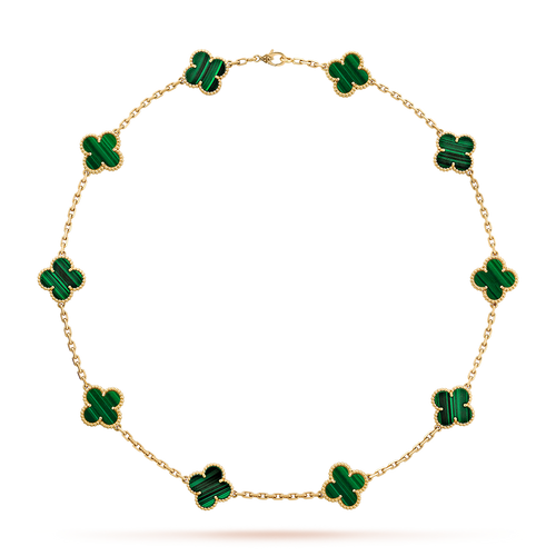 [Aurelle Style]CLOVER 10 MOTIFS MALACHITE NECKLACE