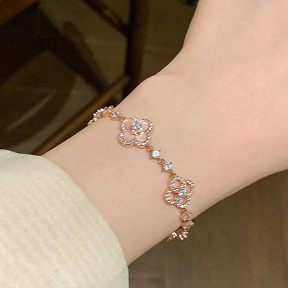 [Aurelle Style]CLOVER 5 MOTIF PINK BLUE RED WHITE BRACELET